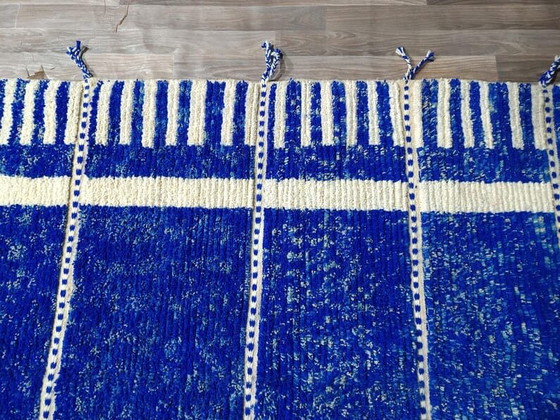 Tapis en laine nationale marocaine tissé a la main traditionnelle bleu taille 200/300 cm – Aime Té, Wool (photo 5 of 10)
