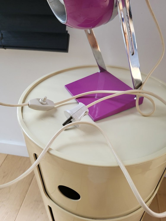 Image 1 of Lámpara de mesa globo ocular de la era espacial acabado púrpura y cromo, años 60