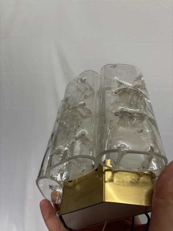 Image 1 of Set of 2 vintage Doria Leuchten ice glass wall lamps 1960s