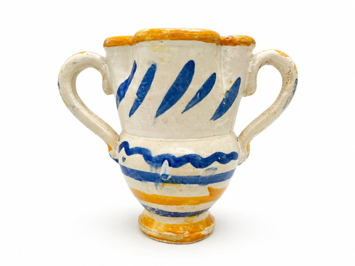 Antique 19th-Century Italian Majolica Jug – Rustic Folk Art