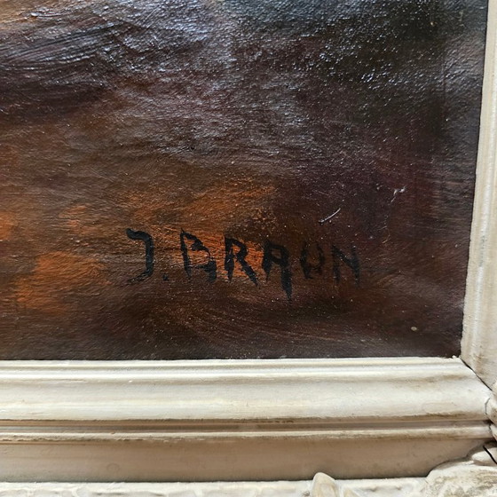 Image 1 of Ölgemälde „Mutter mit Kindern“, J. Braun, Mitte des 20. Jahrhunderts