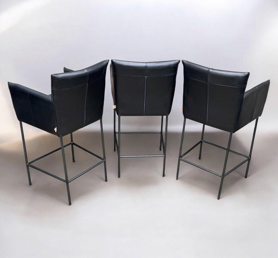 Tabourets de bar Jess Design "Forward" | Set de 3 | Cuir Noir | Excellent État! – Leather, Metal (photo 3 of 15)