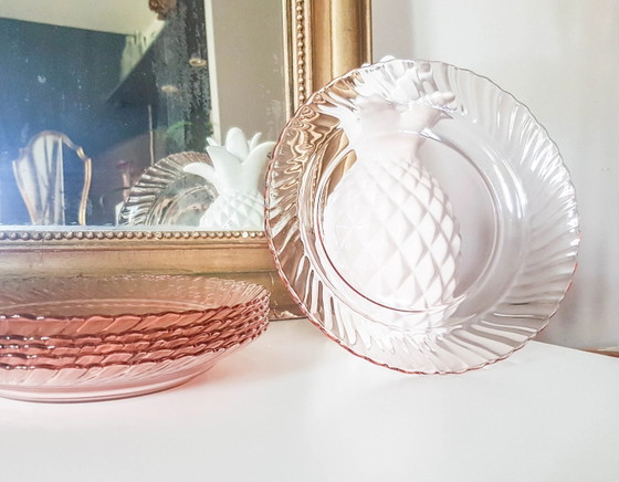 6 Piatti Fondi in Vetro Rosa Luminarc Rosaline Modello Depressione – Stoviglie, Glass, Vintage (photo 4 of 10)