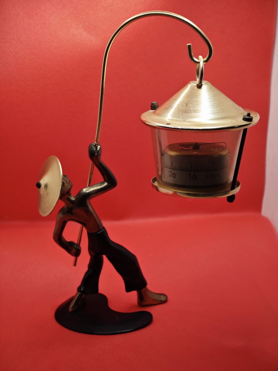 Termometro vintage in stile Rohac/Bosse a forma di statuetta. – Sculture, Brass (photo 9 of 15)