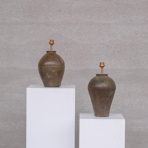 Near Pair of Ceramic Vintage Table Lamps
