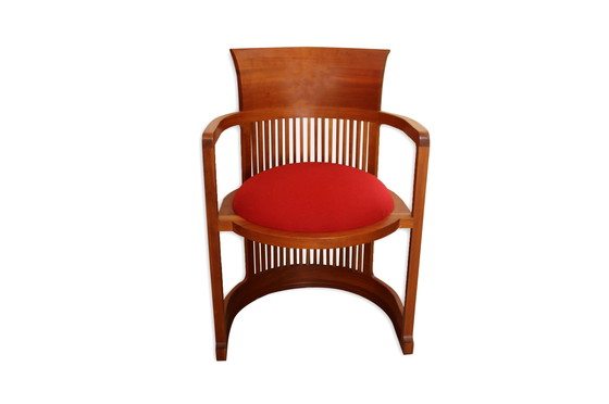 Image 1 of Sedie "Barrel" di Frank Lloyd Wright per Cassina, 1986, set di 4 rosse
