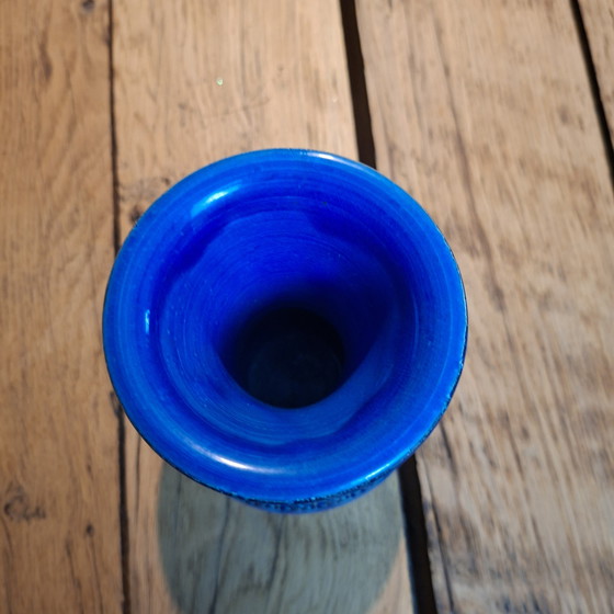 Image 1 of Blaue Vase von Bitossi Ceramiche Aldo Londi Rimini