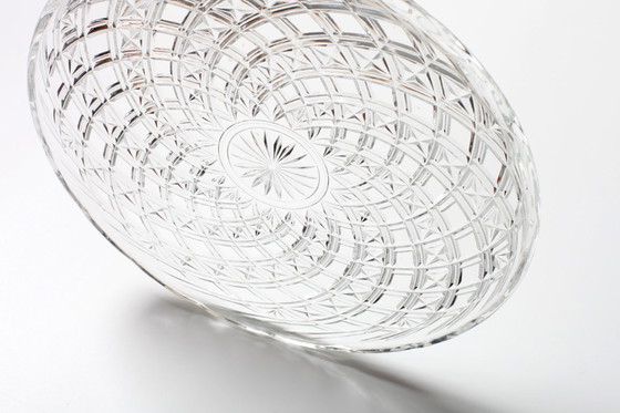 Image 1 of Piatto da portata vintage in vetro pressato: grande piatto da portata di metà secolo, Italia anni '70