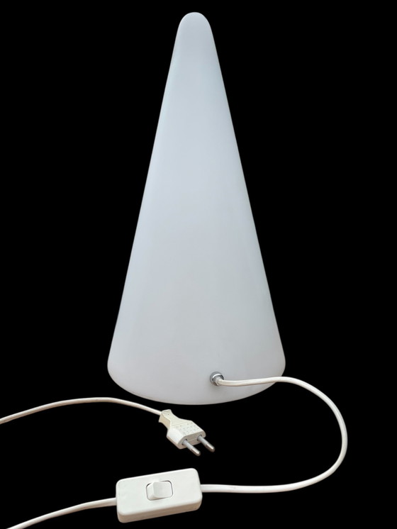 Image 1 of Tipi tafellamp h=14.96 (38cm) mat glas Mid century 1980 Duitsland minimalistisch ontwerp