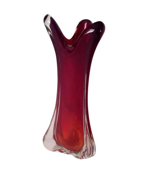 Vase rouge Murano des années 80 Vetrarti