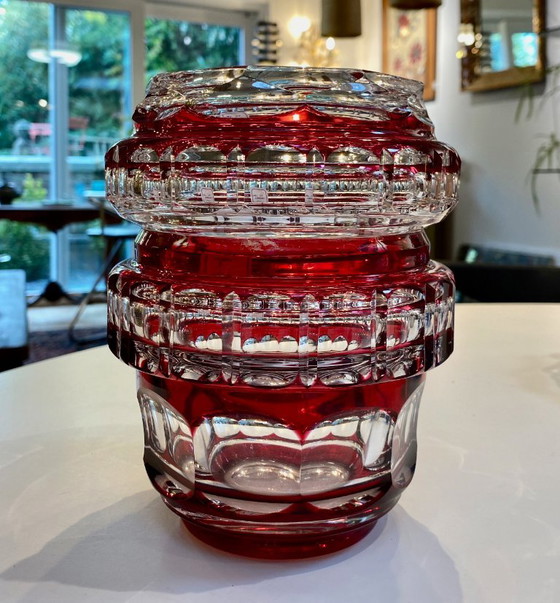 Vaso in Cristallo Rosso Doppio – Val Saint Lambert – Cristallo Tagliato (con etichetta) – Vasi (photo 2 of 8)