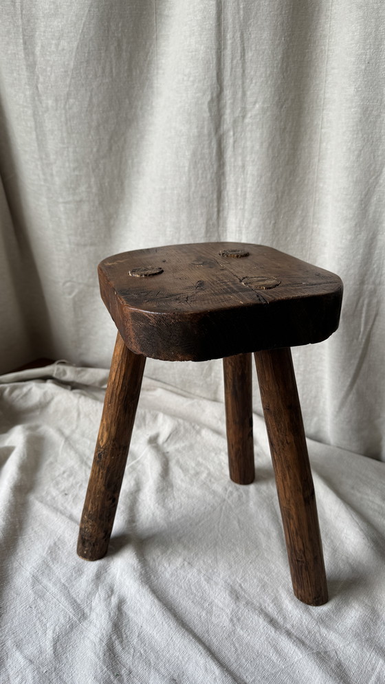 Image 1 of Taburete de ordeño campesino, trípode