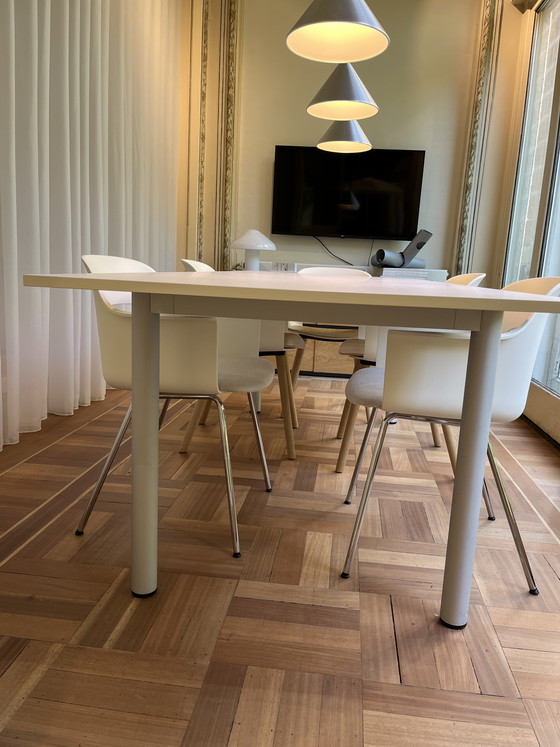 Image 1 of HAY Annex Overhang Tafel 240 x 90 cm mit cremefarbenem Baumwollblatt + eloxierten Beinen