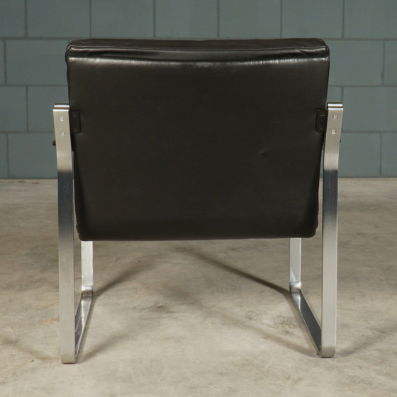 Image 1 of Vintage Designer Armchair - Black Leather - 1960s