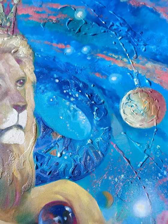 Pittura a olio originale Espressionismo astratto Astrologia Segno zodiacale Leone – Dipinti e disegni, Canvas (photo 2 of 8)
