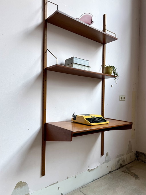 Vintage wandsysteem in de stijl van het Cadovius Royal System - Deens vintage - teak fineer