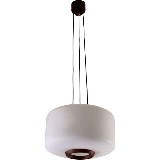 Lampada a sospensione vintage in opalino, Italia, 1950