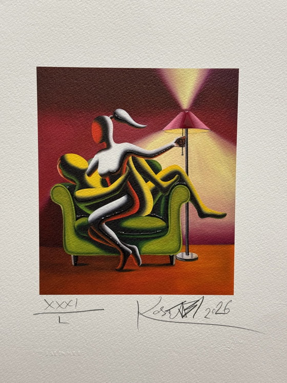 M. Kostabi Siebdruck 40x34 The Magic Moment, Pop, Modern, Gerahmt – Lithographien & Drucke, Paper, Wood (photo 2 of 5)