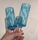 2 Art Deco champagne / wine / water flutes