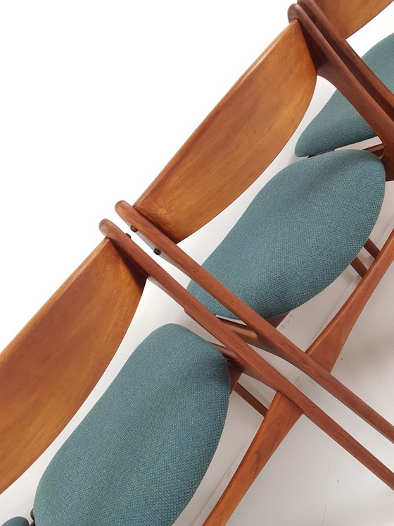 Image 1 of Sedie vintage Erik Buch modello 49 tessuto lana vergine De Ploeg