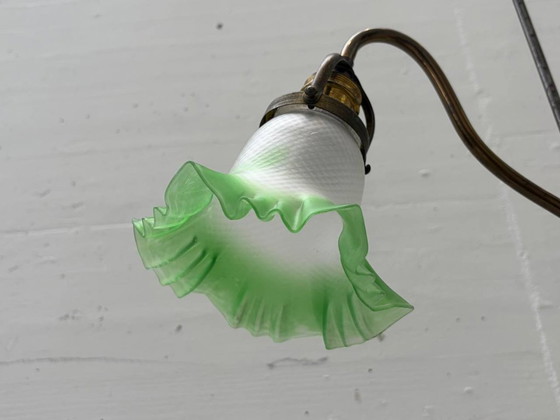 Image 1 of Art Nouveau table lamp made of brass and frosted glass, circa 1910