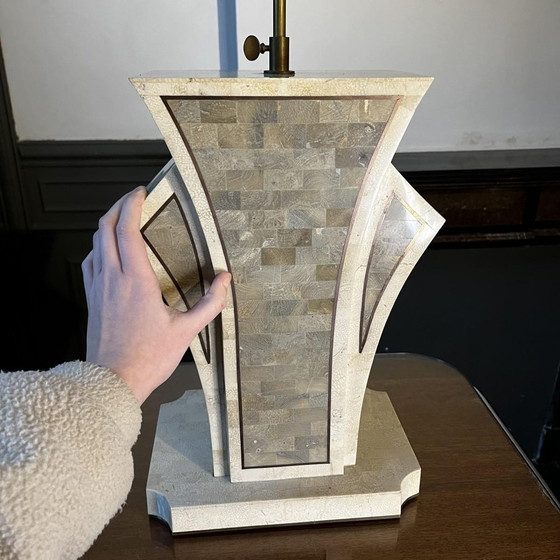 Hollywood Regency Lamp Base in Tessellated Stone & Brass Inlayby Maitland Smith, Usa, 1970s – Table lamps (photo 2 of 17)