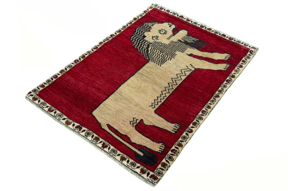 Image 1 of Handgeknüpfter Gabbeh Nomadenteppich Mit Löwenmotiv – 149 X 102 Cm