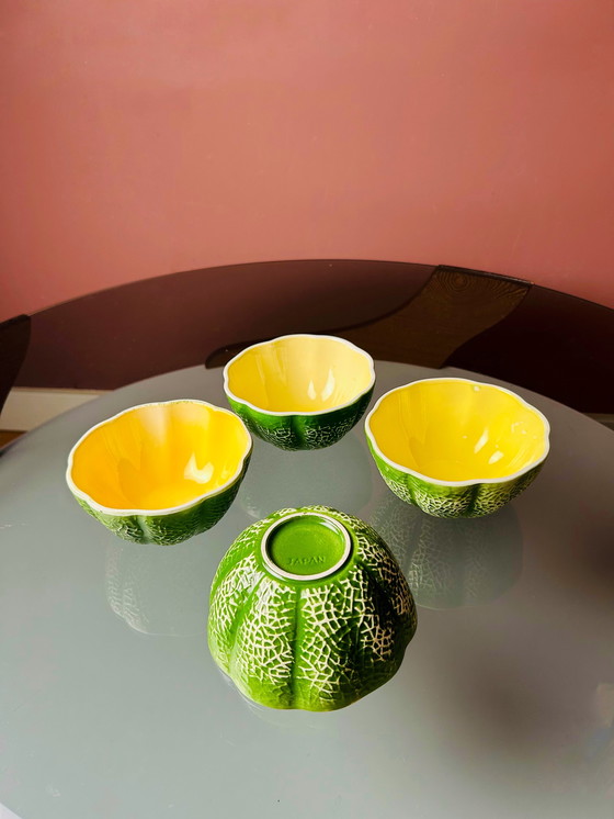 Image 1 of 🍉 SET VAN 4 CANTALOUPE SCHAALTJES  - JAPAN 🍉 