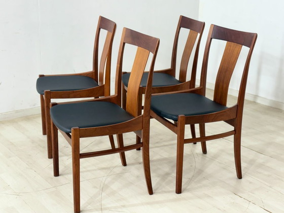 Image 1 of Ensemble de 4 chaises Albin Johansson / Chaises de salle à manger en teck / Chaises de cuisine vintage / Nouveau revêtement