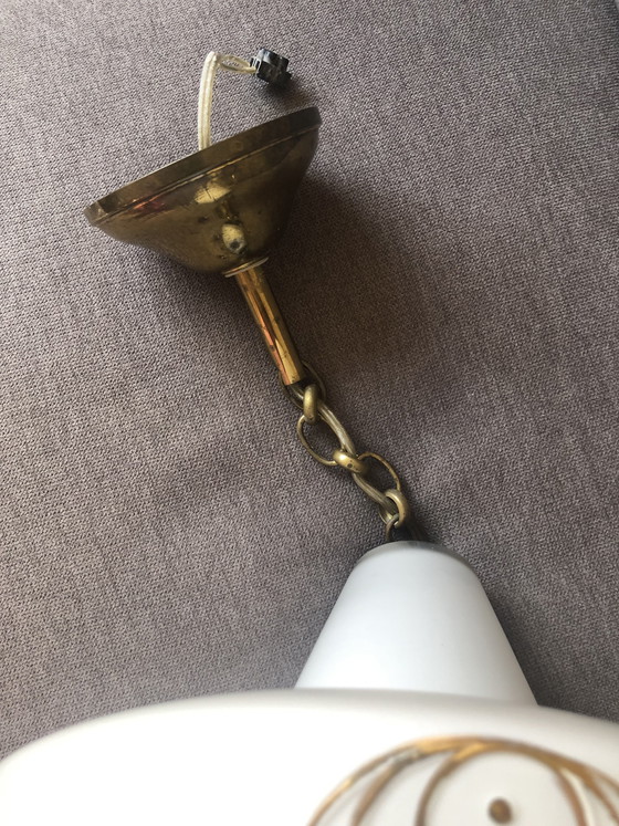 Image 1 of Opaline hanglamp in de vorm van een diabolo, typisch h	ren 1970