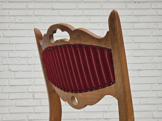 Image 1 of 1970 Set van 6 Deense eetkamerstoelen, originele staat, eikenhout, meubelwol