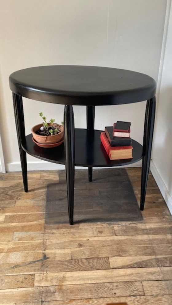Image 1 of Art Deco Black Wood Console Table
