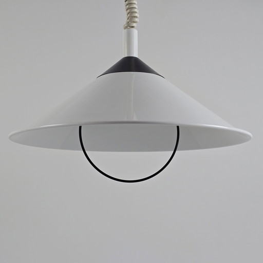 Design postmoderne - Lampe suspendue vintage Happylight noir et blanc - Hollande, années 1980.