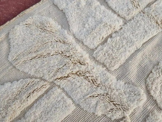 Moroccan Berber rug in ecru 300x200 cm, handmade rug with geometric design. – Rugs & carpets, Wool, Cotton (photo 3 of 12)