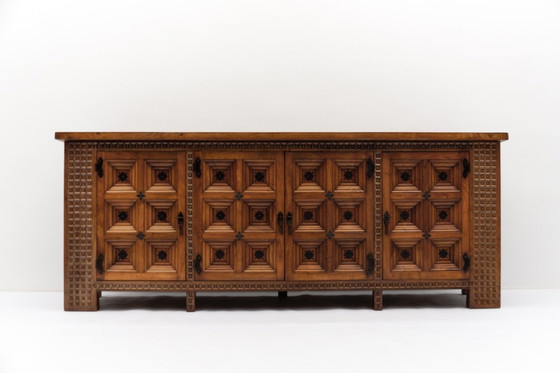 Image 1 of Large Solid Brutalist Rustic 3D Sideboard, 1960s