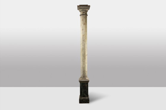 Image 1 of Pair of columns in wood painted to imitate marble. 1880s.