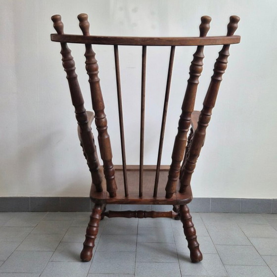 Image 1 of PAAR VINTAGE BRUTALISTISCHE EIKEN FAUTEUILS UIT DE JAREN 70 MET SPOELEN UIT DE JAREN 70