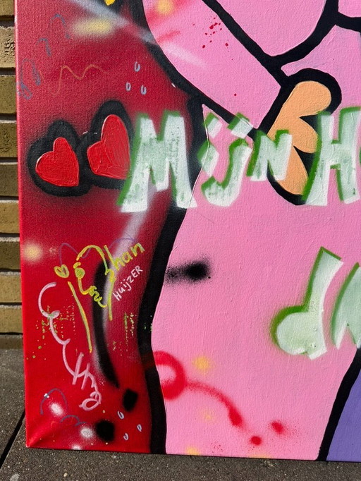 Original Johan Huijzer painting 'My heart dances with you'