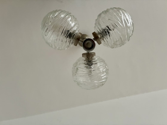 Vintage Pendant Lamp 3 Glass Spheres Fischer Leuchten – Chrome (photo 7 of 13)