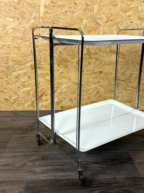 Image 1 of 1960s/70s Serving Trolley/Dinette Side Table, Space Age Design, Chrome/White