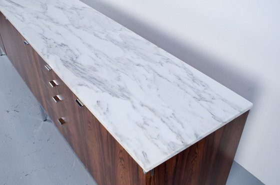 Image 1 of Florence Knoll 60's Rosewood Marble Sideboard Knoll International Editor