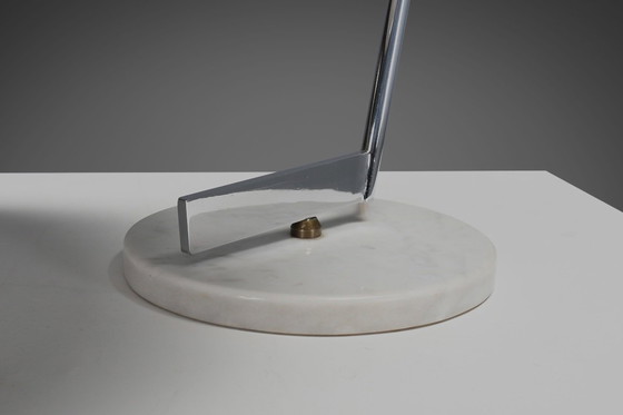 Image 1 of Tafellamp van metaal, chroom en marmer, ontworpen door Georges Frydman voor EFA, Frankrijk, jaren 60.