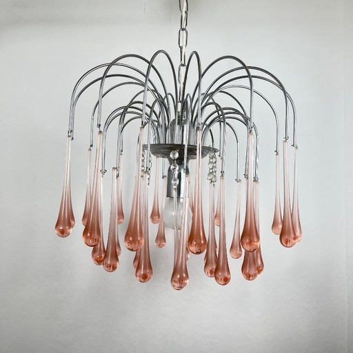 Vintage Murano blown glass chandelier – Italy, 1970s