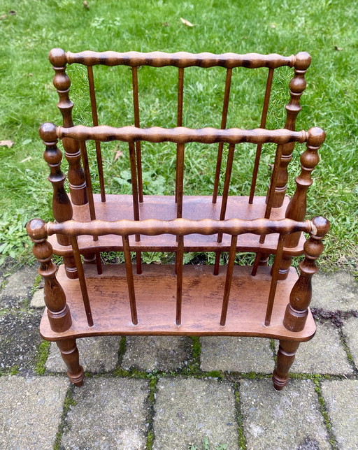 Vintage Canterbury Wooden Carved Magazine Rack