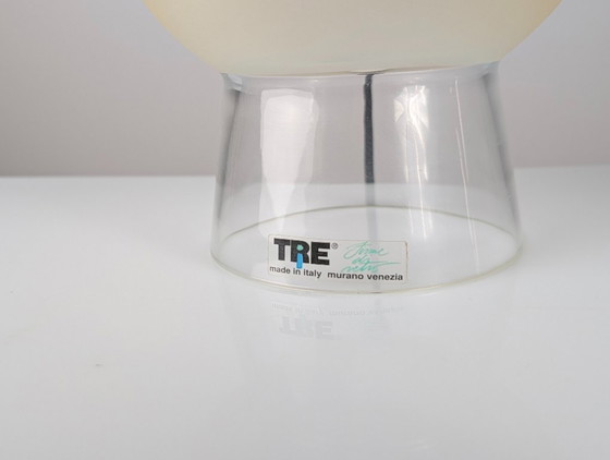 Murano Glass Table Lamp by Itre, Geometric Cone and Frosted Sphere, Venice 1980s (photo 4 of 7)
