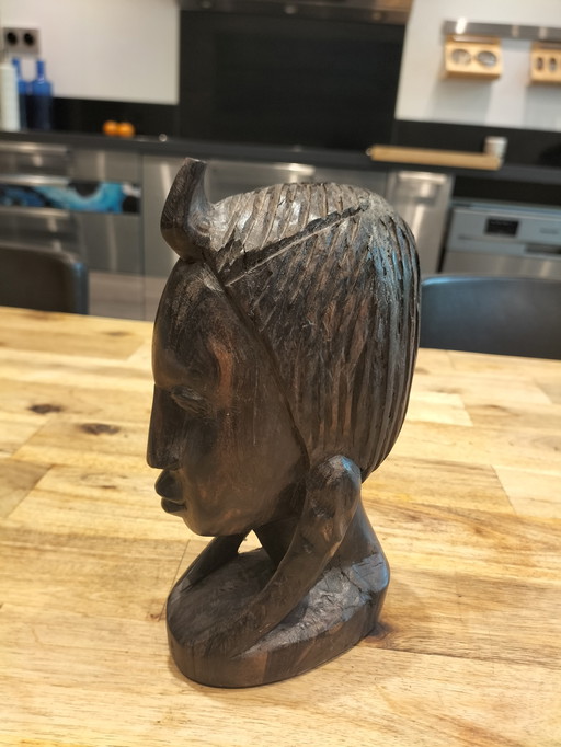 Ebenholzskulptur eines afrikanischen Kopfes