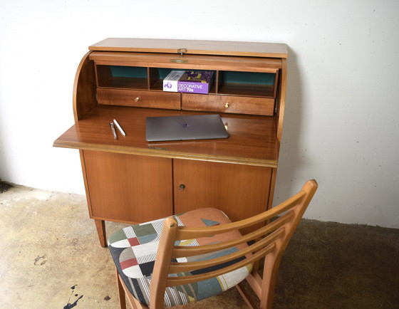 Image 1 of Mid - Century bureau secretary vintage chest of drawers cabinet