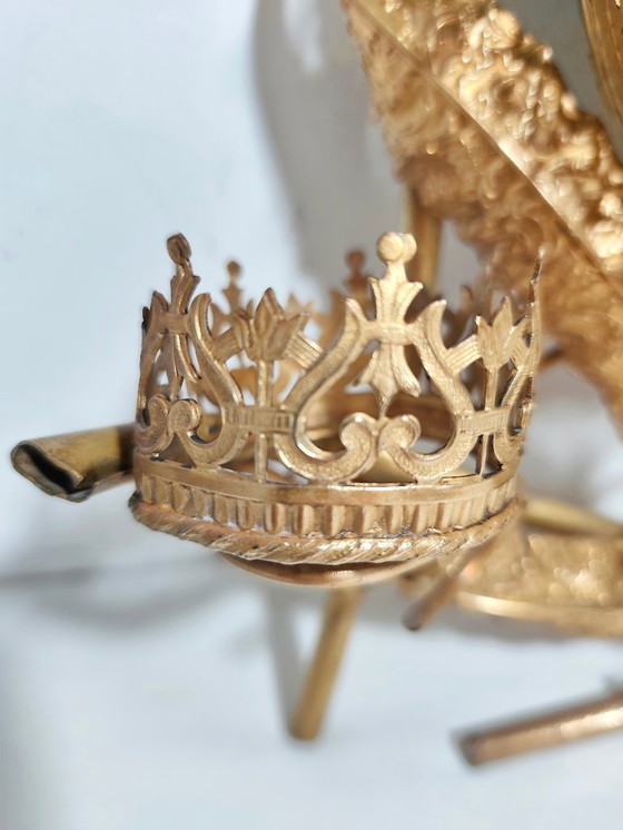 Image 1 of Oval Brass Mirror. Spain, 1940s.