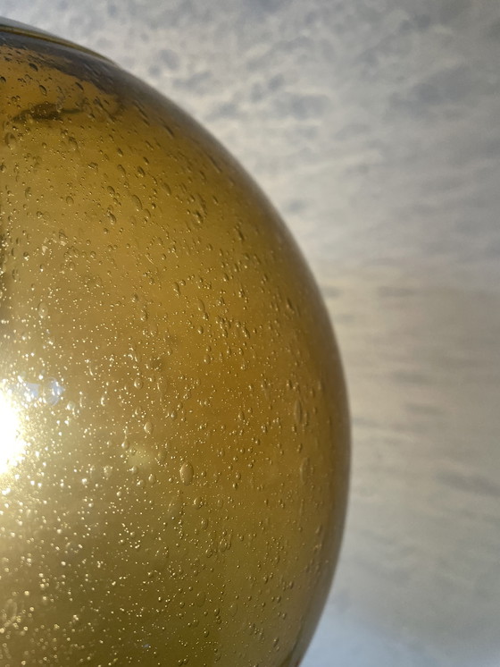 Image 1 of Novità! Lampada a sospensione a sfera in vetro ambrato Peill und Putzler degli anni '70