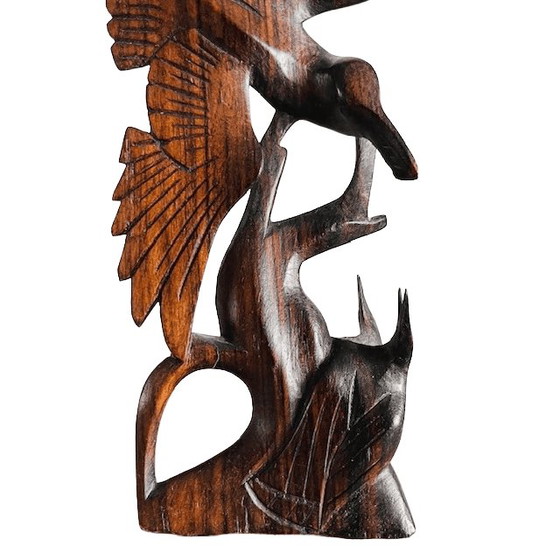 Image 1 of Vintage Art Deco woodcarving crane figurine, teak, 1930s